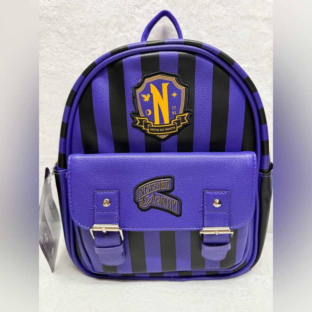 Wednesday Nevermore Academy Mini Backpack Purple Black